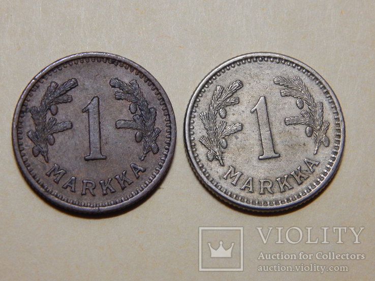 2 монеты по 1 марке, Финляндия, 1928/40 г.г.