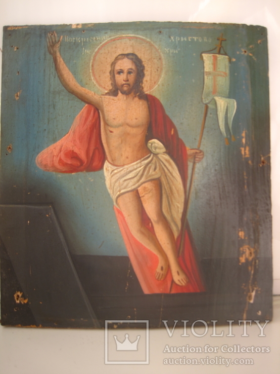 Икона Воскресение Христово, размер - 21.8 * 19.3 * 0.8 см.
