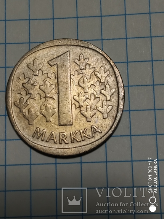 1 марка 1966 г. Финляндия, серебро, фото №2