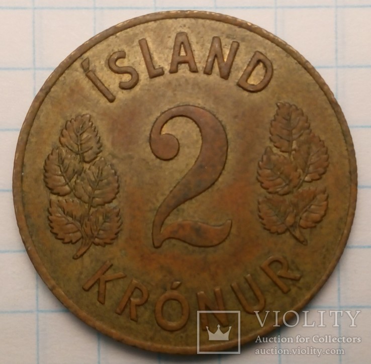 Исландия 2 кроны,1966 год
