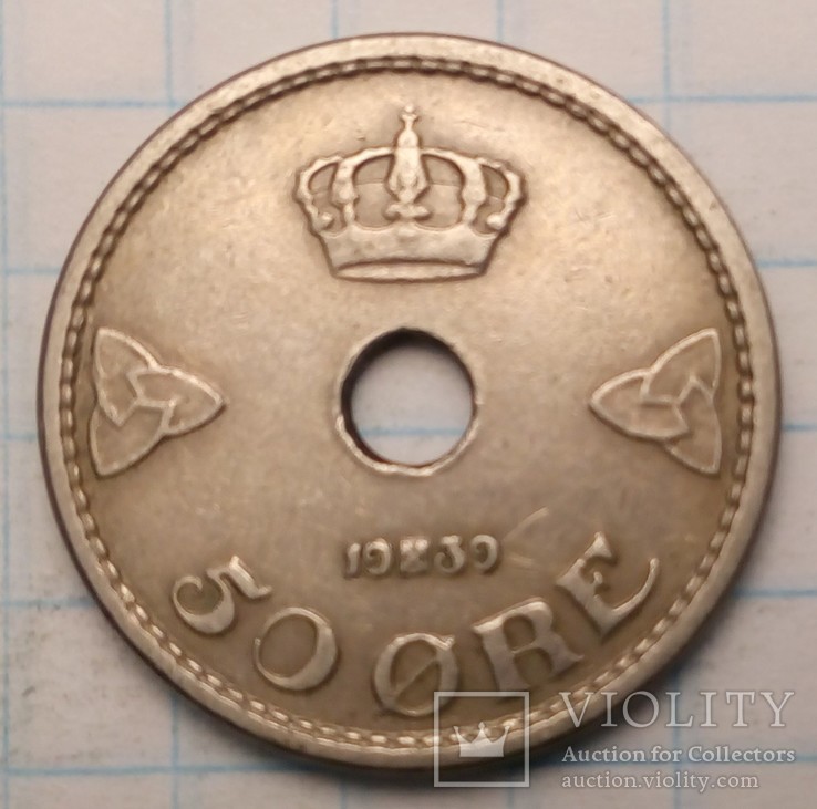 Норвегия 50 эре, 1939 год