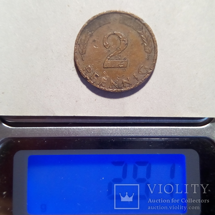 Германия 2 пфеннига 1990 год Метка монетного двора (G)  Карлсруе  (590), фото №5