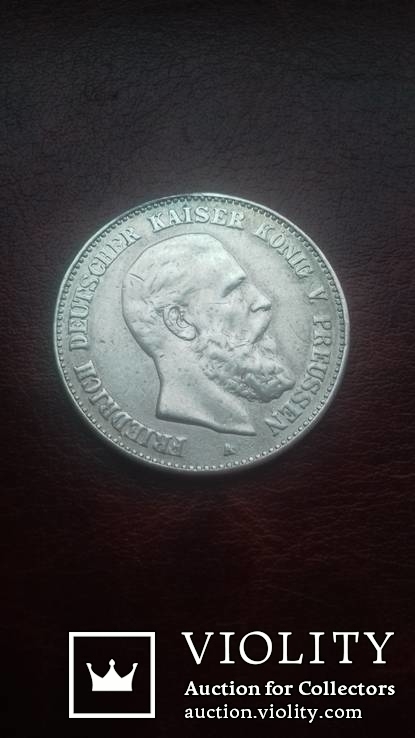 2 марки 1888 р. Срібло. Пруссія., фото №3