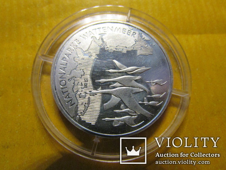 Германия 10 евро 2004 г. серебро фауна птица гуси карта, фото №2