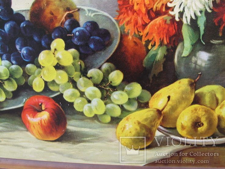 Картіна Маслом E. KRUGER Пейзаж столу з фруктами, фото №8