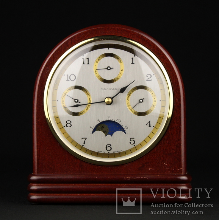 Настольные часы Hermle Quartz с индикацией фазы луны. Германия (0515)