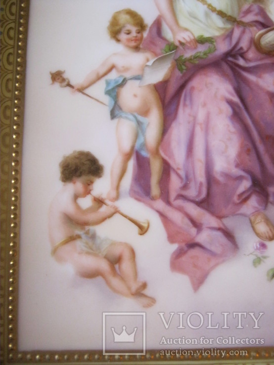  Фарфоровывый пласт. Муза искусств с ангелами.Подпись .(Vienna, Austria) - 1877 - 1890, фото №7