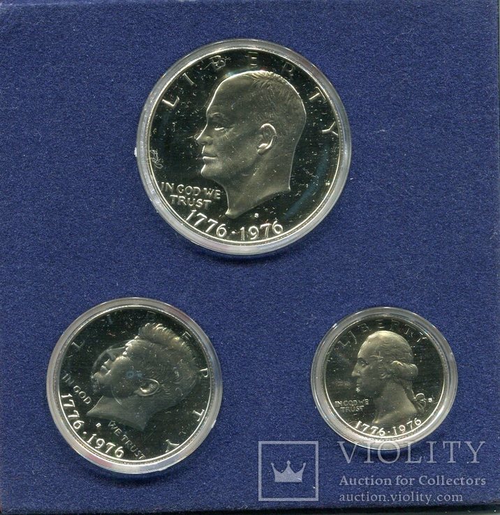 США 1/4 доллара 1976 серебро ПРУФ из набора, фото №3