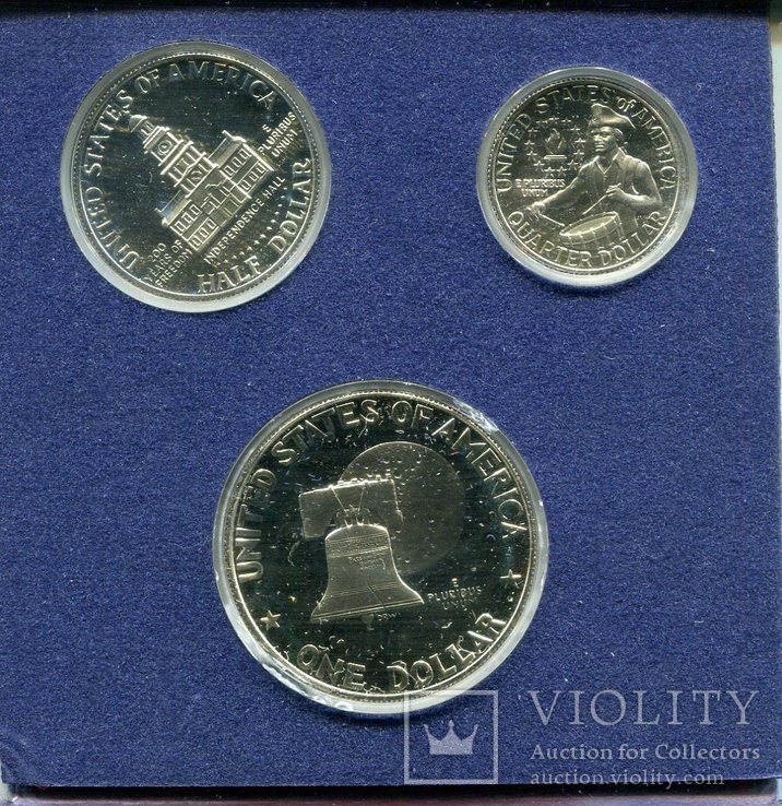 США 1/4 доллара 1976 серебро ПРУФ из набора, фото №4