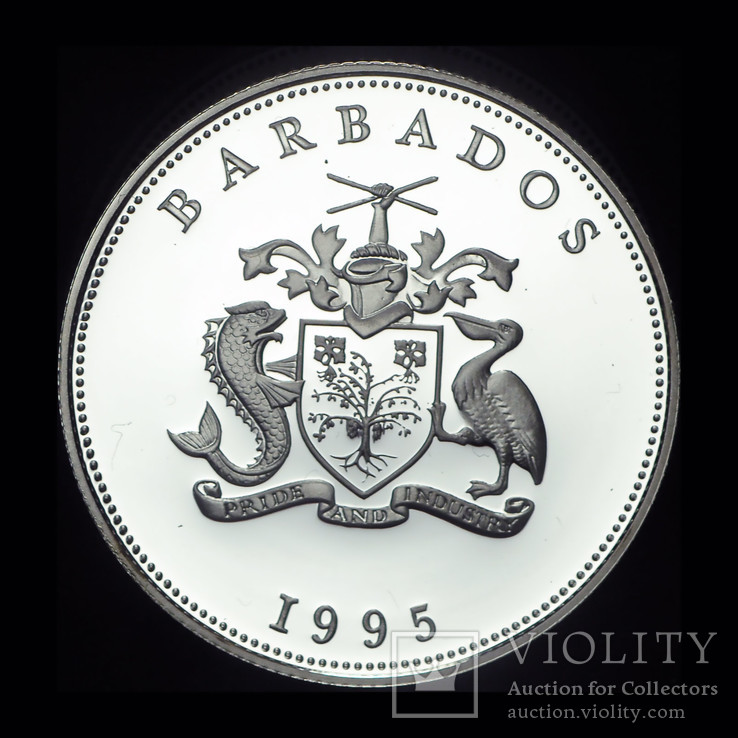 Барбадос доллар 1995 пруф серебро, фото №3