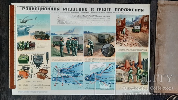 Плакат Радиоционная разведка в очаге поражения х.Дутов 1967г
