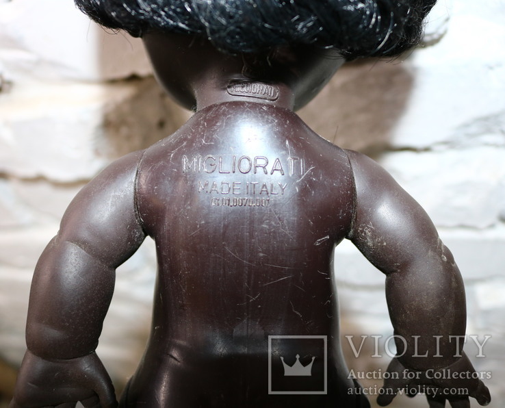 Старая итальянская кукла негритянка, с номером, пластик, фото №3