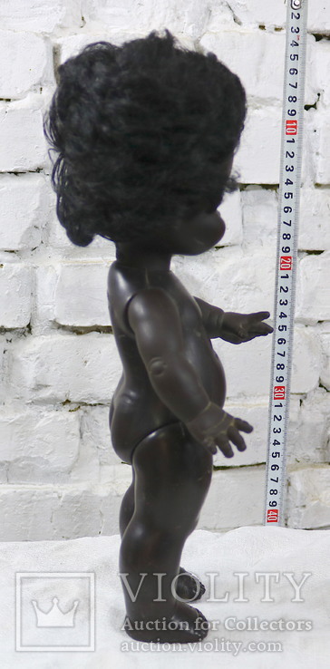 Старая итальянская кукла негритянка, с номером, пластик, фото №9