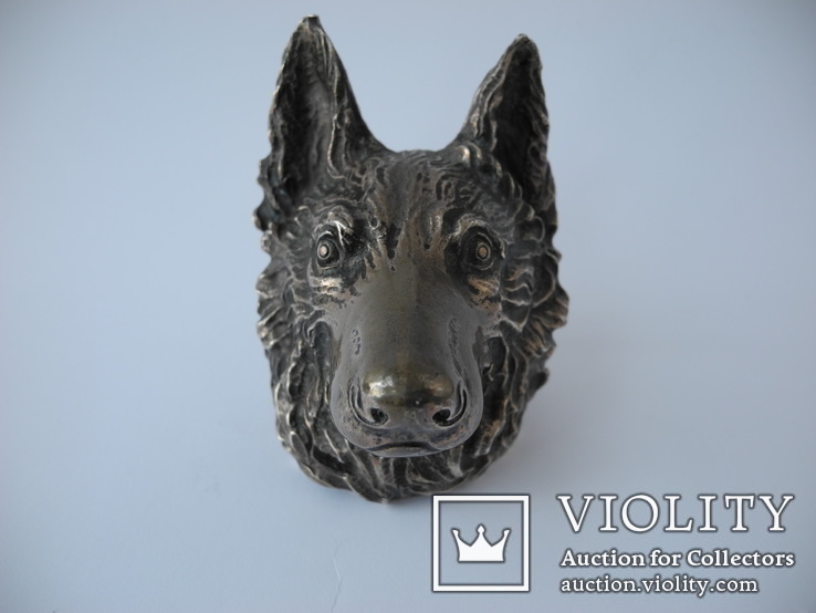 Серебряная фигура Голова волка или собаки ( серебро 800 пр. вес 552 гр ), фото №6