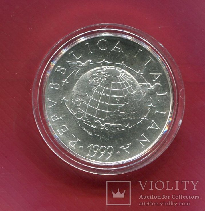 Италия 5000 лир 1999 серебро UNC Навигация, фото №3
