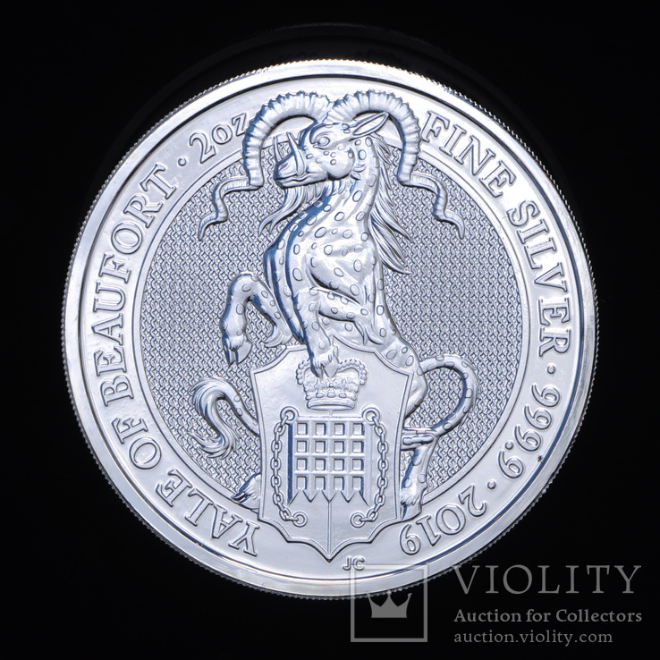 5 Фунтов 2019 Звери Королевы - Йейл из Бофорта (Серебро 0.999, 62.42г), Великобритания