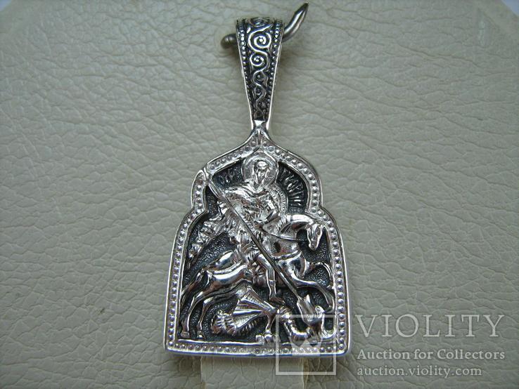 Новая Серебряная Иконка Кулон Подвеска Георгий Победоносец Дракон 925 проба Серебро 725, фото №2