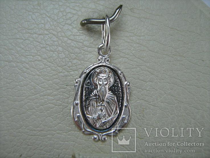 Новый Серебряный Кулон Икона Святой Вячеслав Князь Чешский 925 проба Серебро 702, фото №2