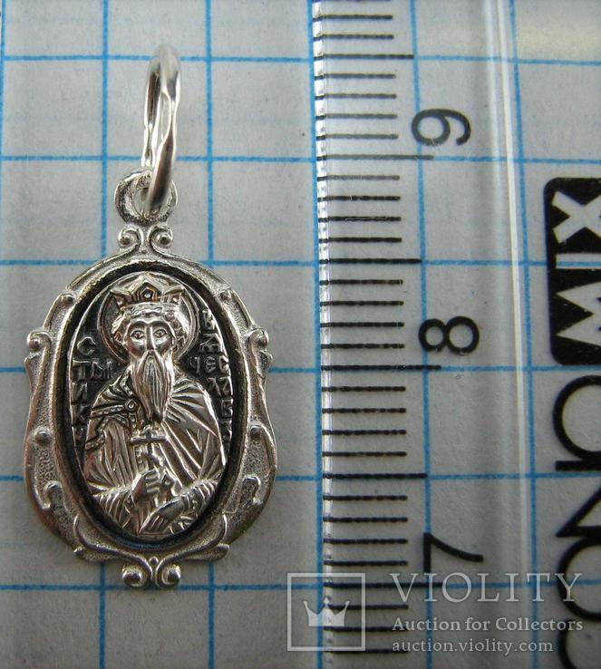 Новый Серебряный Кулон Икона Святой Вячеслав Князь Чешский 925 проба Серебро 702, фото №3