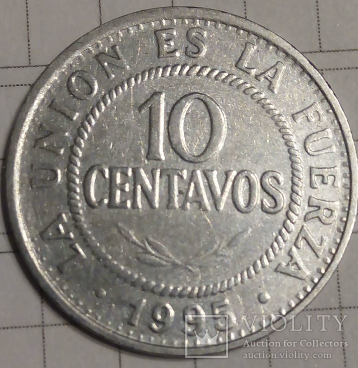 Боливия 10 сентавос 1995, фото №2