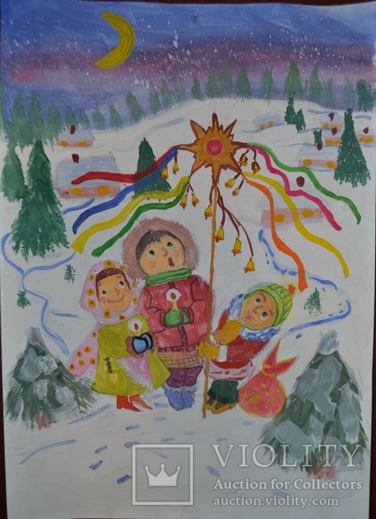 Малюнок "З Різдвом Христовим!", 42х30 см., січень 2019 р., гуаш, Аня Юхименко, 11 років, фото №2