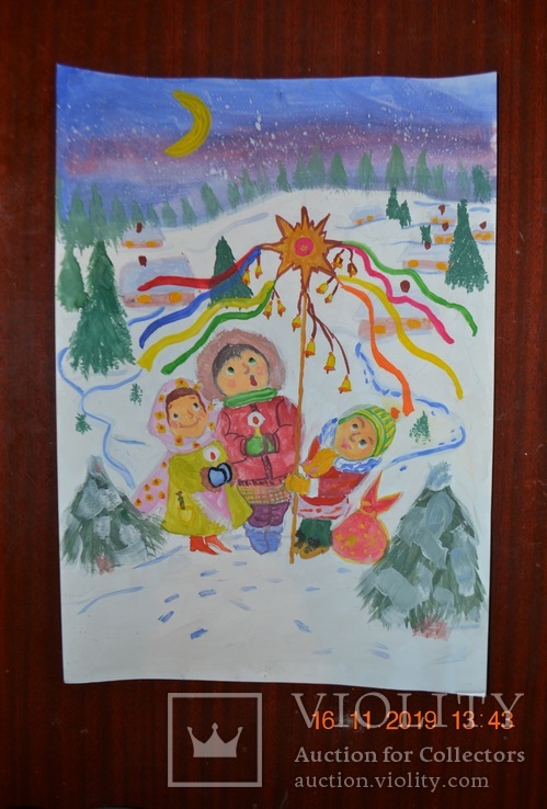 Малюнок "З Різдвом Христовим!", 42х30 см., січень 2019 р., гуаш, Аня Юхименко, 11 років, фото №3