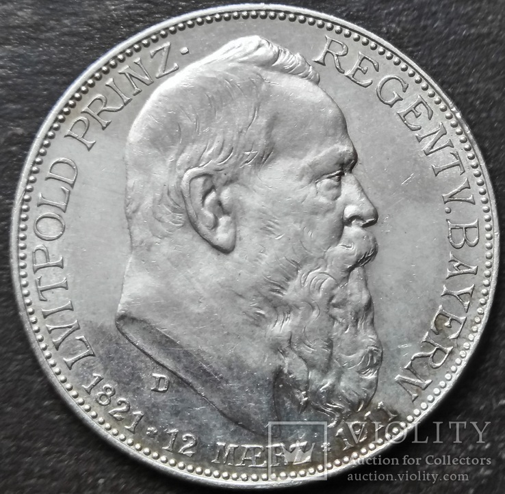 2 марки , Бавария 1911 год, Принц-регент Луитпольд (Леопольд),  AU, фото №2