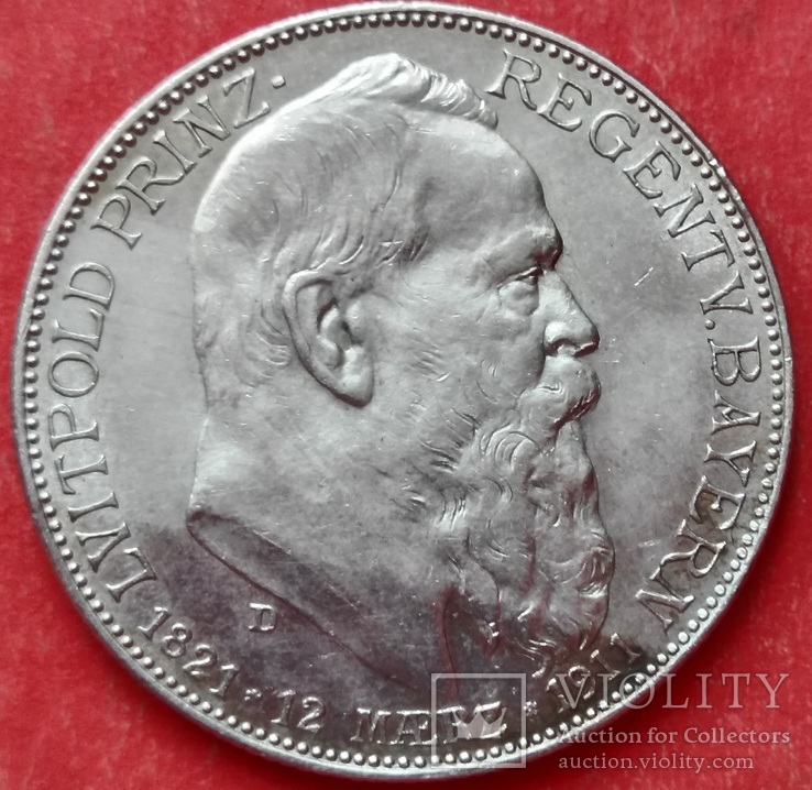  2 марки , Бавария 1911 год, Принц-регент Луитпольд (Леопольд),  AU, фото №8