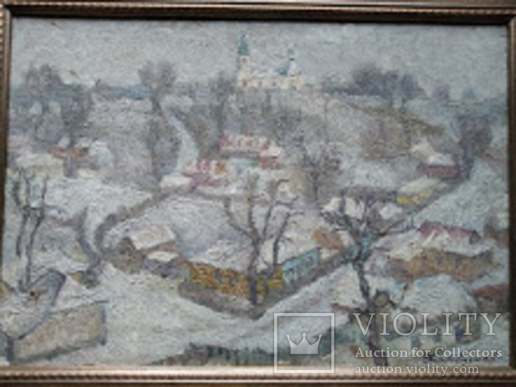 "Село под снегом" к.м. 1976г., Г.А.Горбунов, фото №3