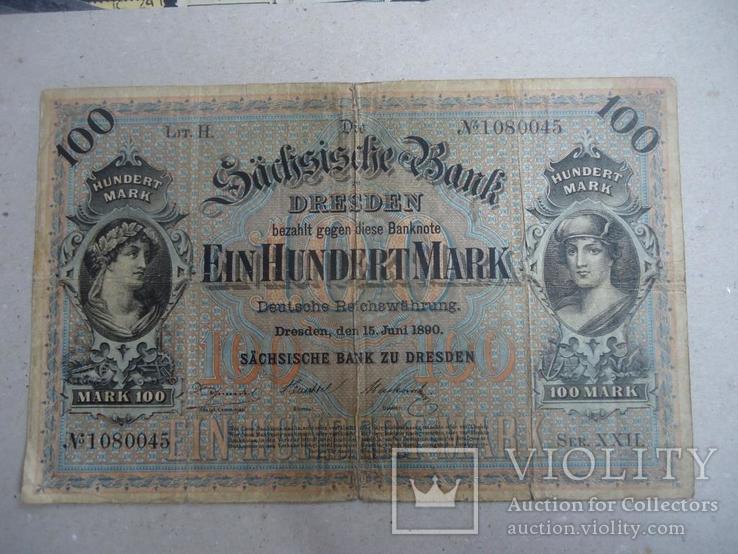 Германия Дрезден 1890 г  100 марок, фото №2