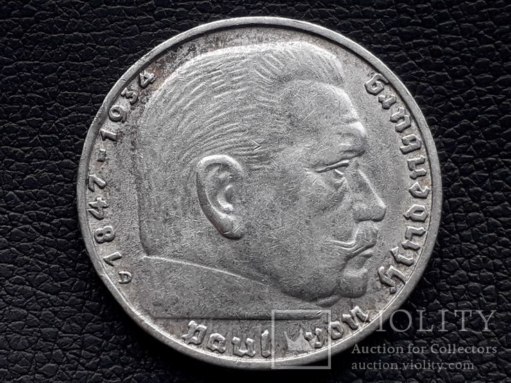 2 марки, Германия, 1938 год, D, серебро 0.625, 8 грамм, фото №2