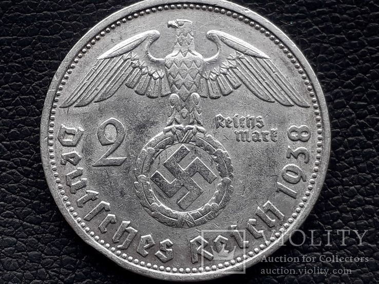 2 марки, Германия, 1938 год, D, серебро 0.625, 8 грамм, фото №3