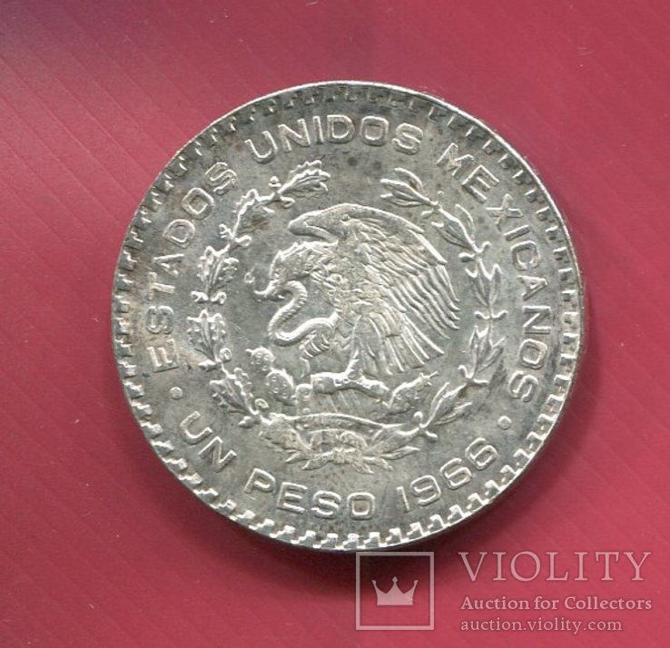 Мексика 1 песо 1966 aUNC серебро, фото №3