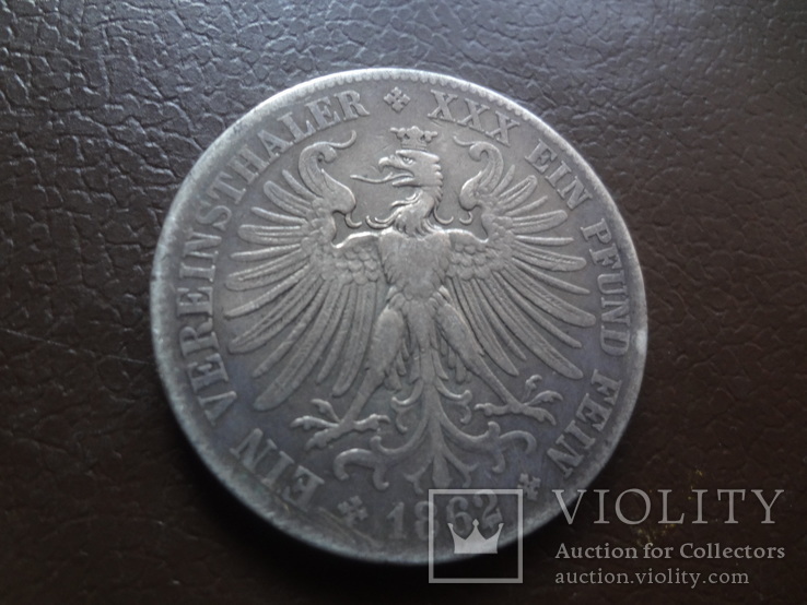 Талер  1862  Франкфурт  серебро   (Ф.5.10) ~, фото №4
