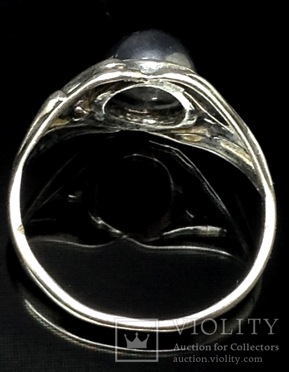 Кольцо, серый камень, фото №4
