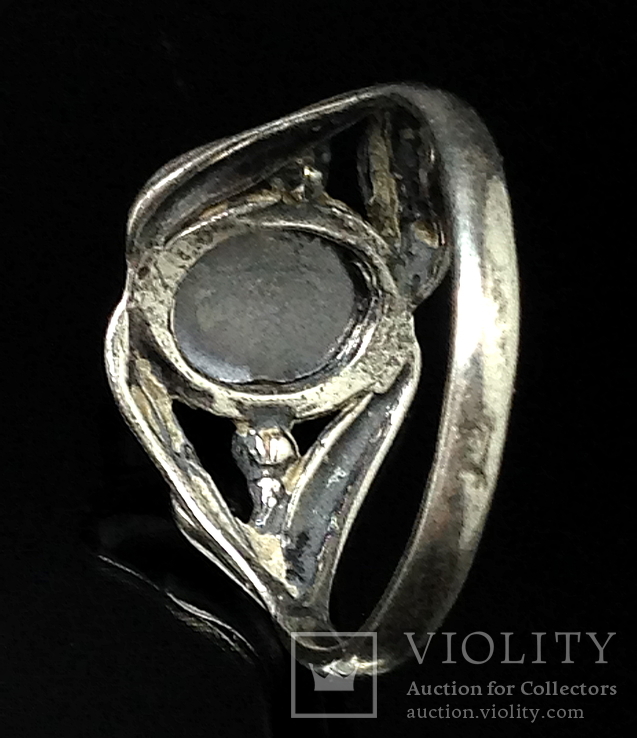 Кольцо, серый камень, фото №5