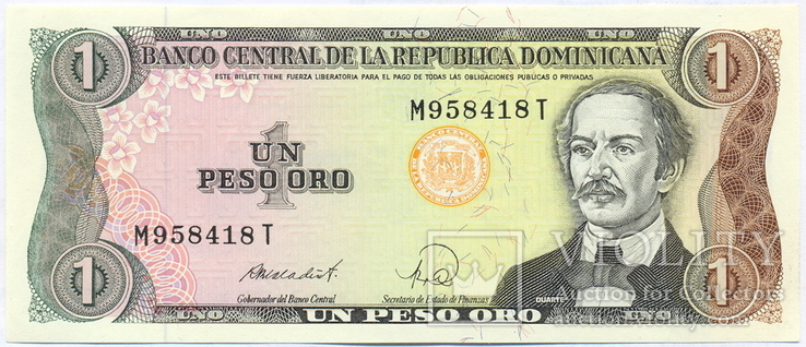 Доминикана 1 песо оро 1988 Р-126с UNC, фото №2