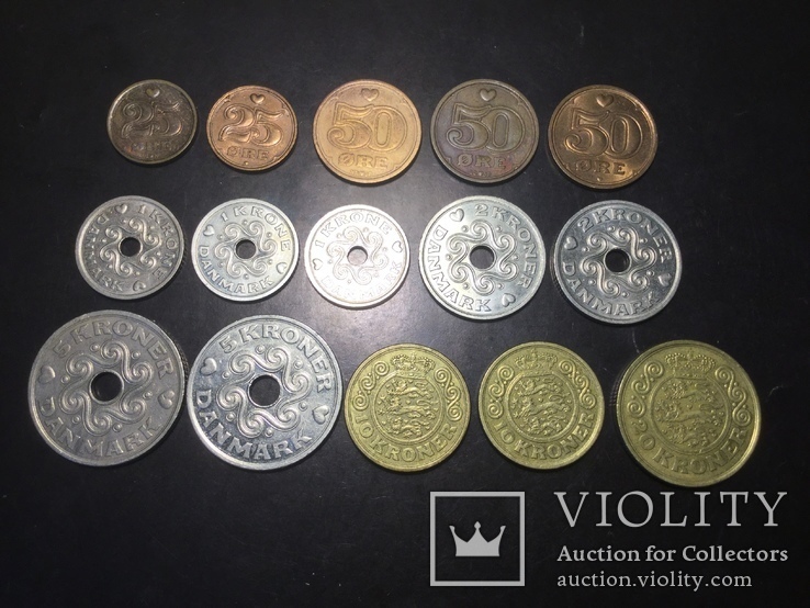 Дания 15 разных монет Маргарет II