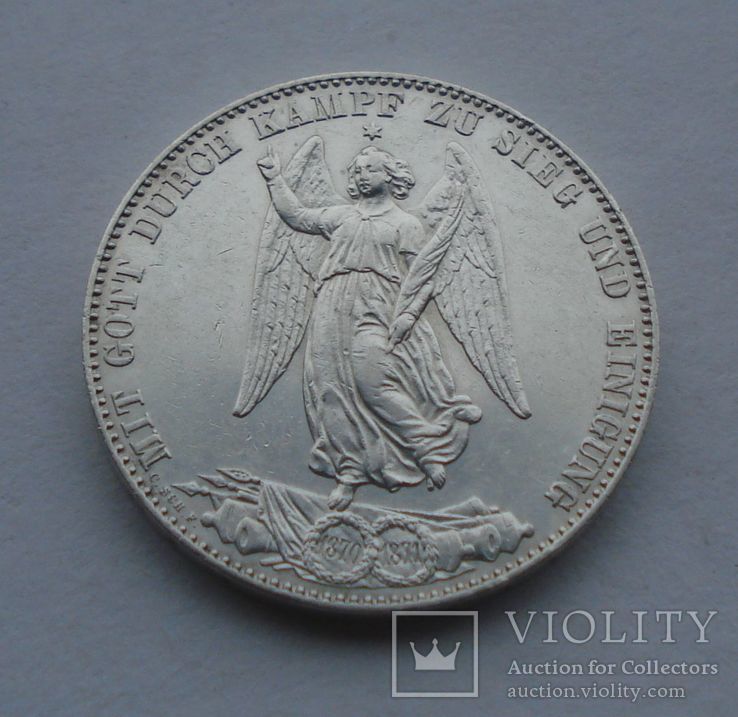 1871 г - талер Вюртенберг,Ангел-Победитель,Германия,серебро, фото №2