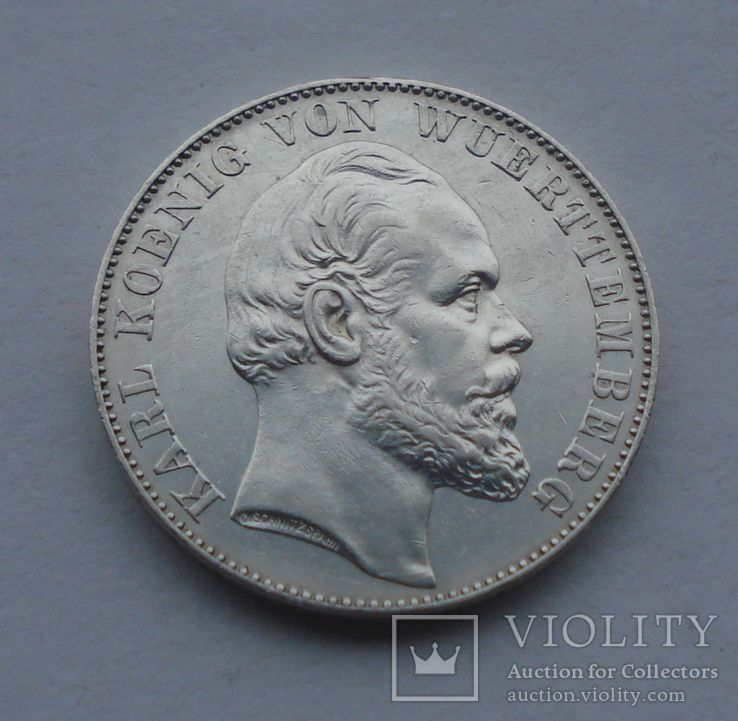 1871 г - талер Вюртенберг,Ангел-Победитель,Германия,серебро, фото №3