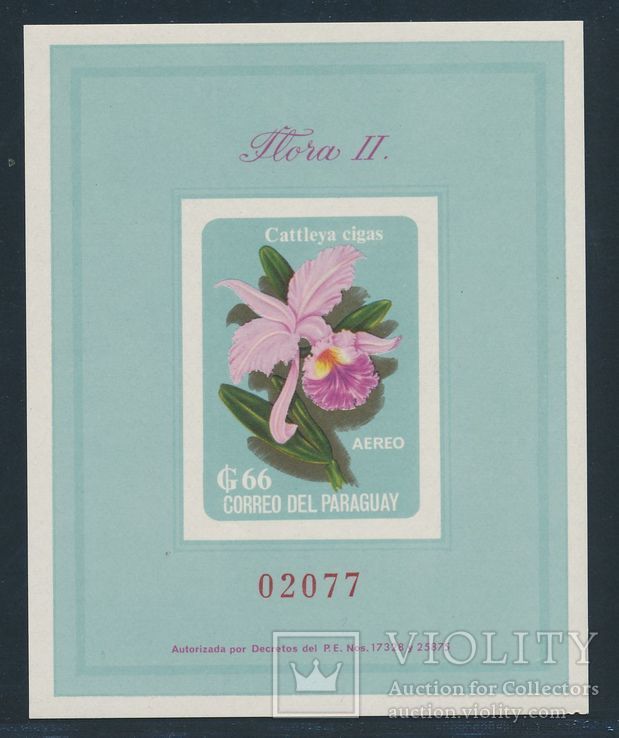 Парагвай. 1963. Флора, Цветы, Орхидея. Блок. MNH OG. Michel 60 EURO.
