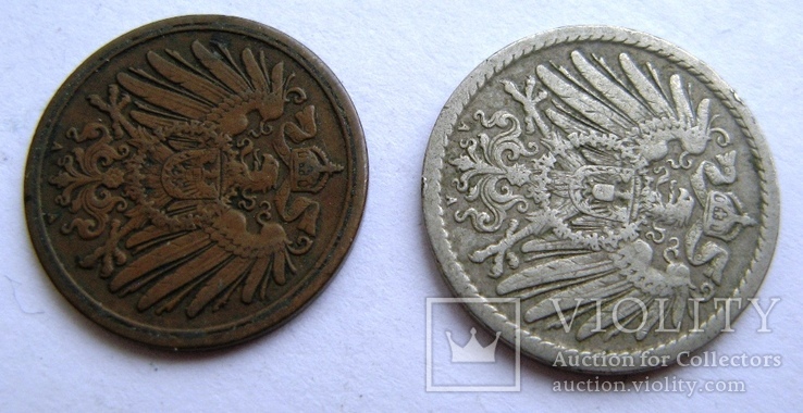 Германия, набор монет 1 + 5 пфеннингов 1897, фото №10