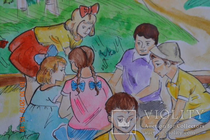 Малюнок "Щасливе дитинство", 40х30 см., травень 2019, акварель, Ліля Манжос, 14 років, фото №5