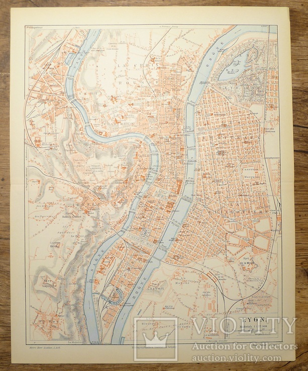 Старинная карта Lyon