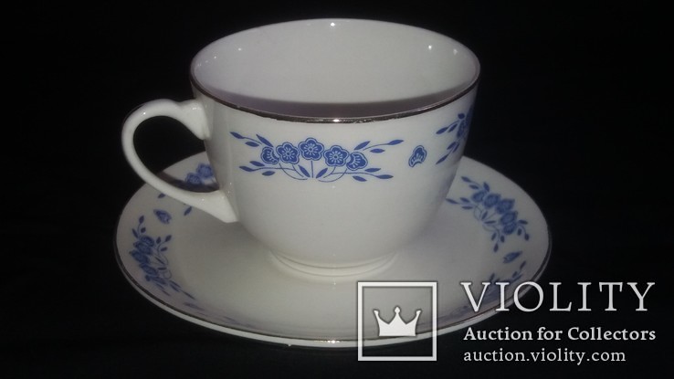 Чайная пара Hebei Porcelain китайский костяной фарфор 50х годов, фото №2