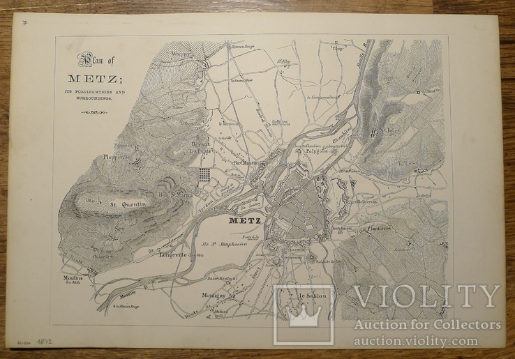 Старинная карта Plan of Metz