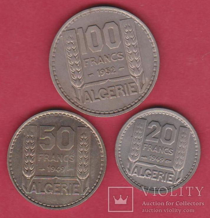 Французский Алжир 100,50,20 фр., фото №2