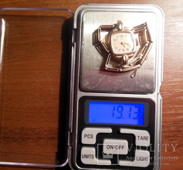 Золотые часы Заря 583 пробы с браслетом СССР, фото №5