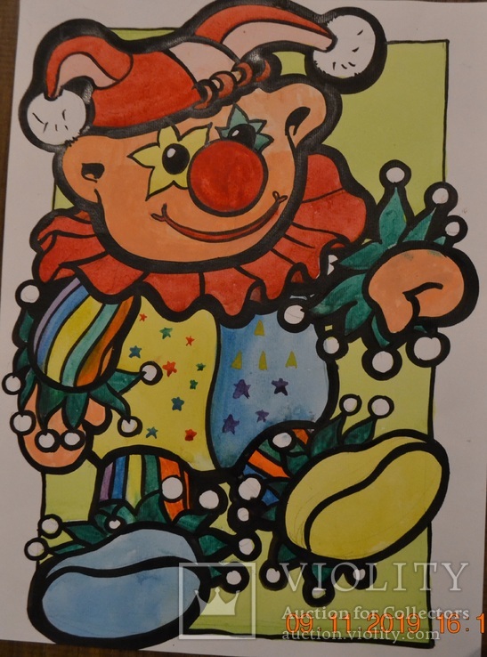 Малюнок "Клоун", 40х30 см., вересень 2018 р., акварель, Віка Остапенко, 12 років, фото №2