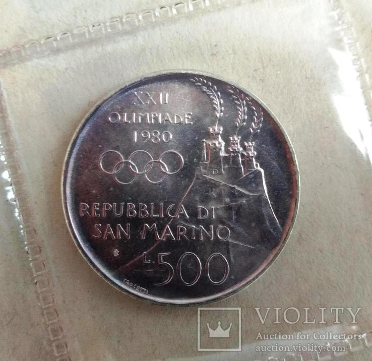 Набор монет Сан-Марино 1980 год,500 лир-серебро,200,100,50,20,10,5,2,1 лира, фото №3